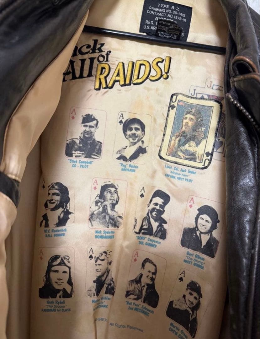 J*Y様 avirex A-2 レザー　フライトジャケット　90's vinte