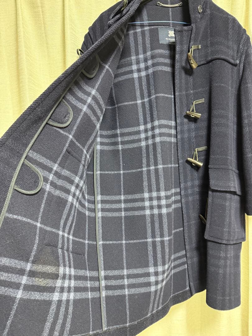 バーバリー　ネイビー系チェック ダッフルコート