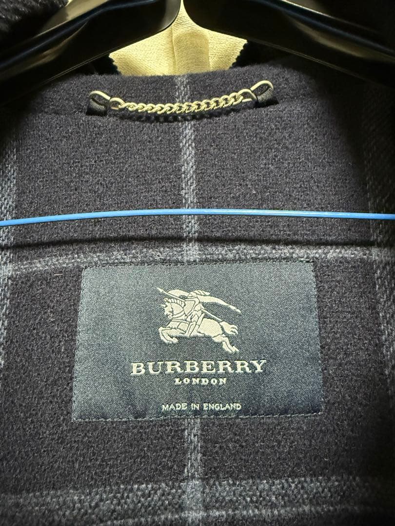 バーバリー　ネイビー系チェック ダッフルコート