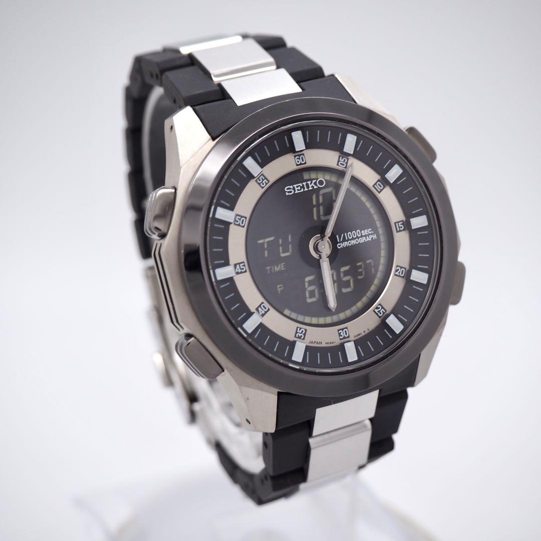 212 稼働【美品】SEIKO 時計　メンズ　イグニッション　アナデジ　チタン
