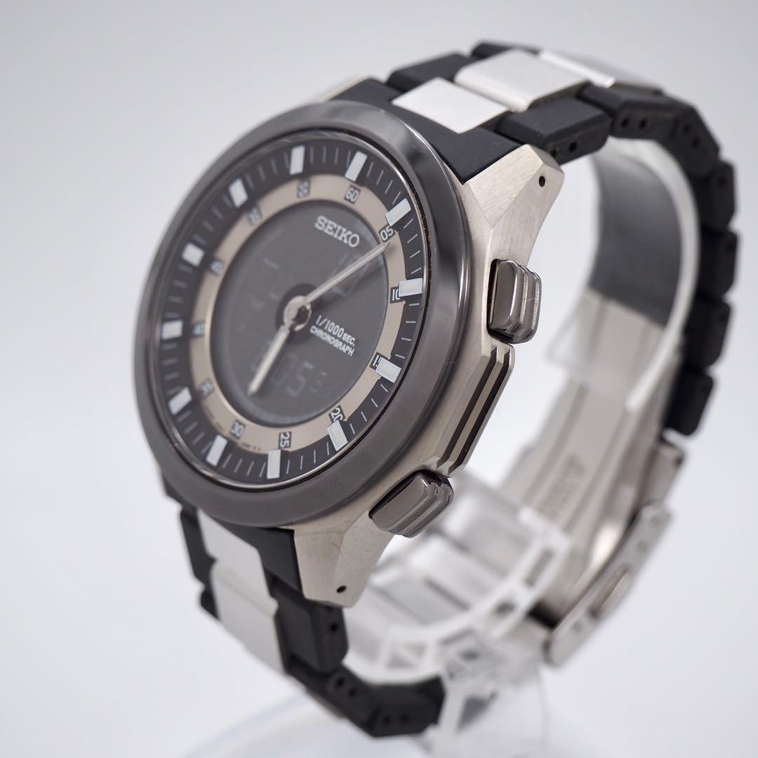 212 稼働【美品】SEIKO 時計　メンズ　イグニッション　アナデジ　チタン