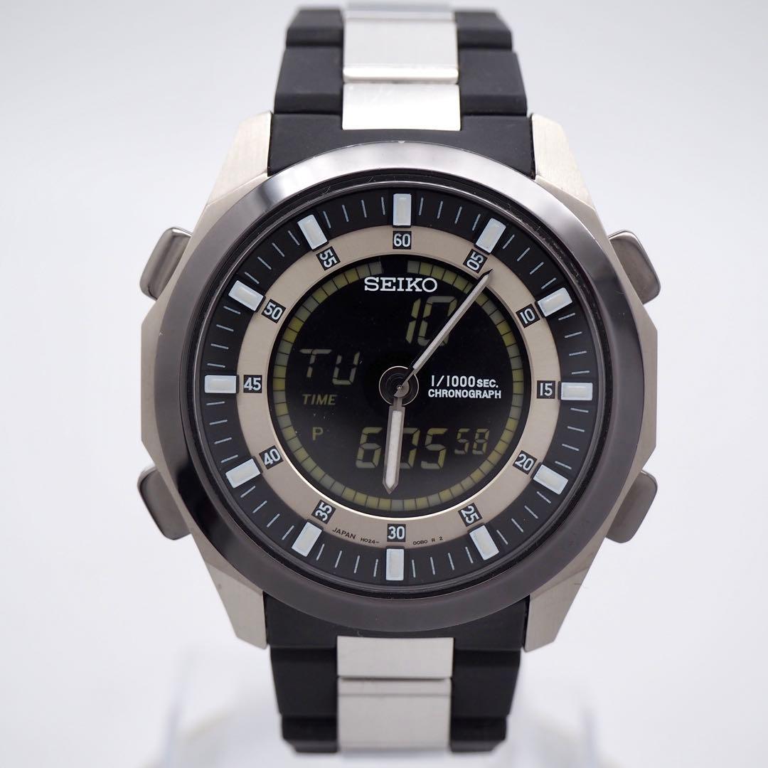 212 稼働【美品】SEIKO 時計　メンズ　イグニッション　アナデジ　チタン