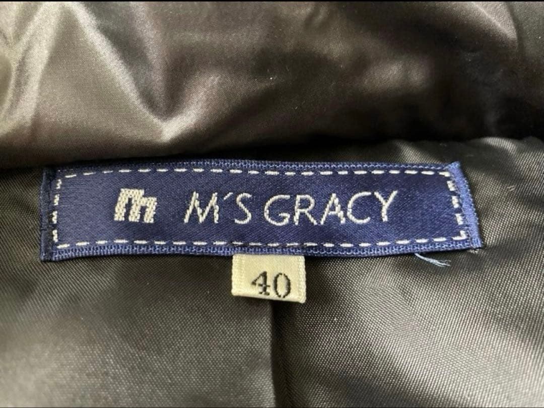 エムズグレイシー ロング ダウン コート ジャケット リボン Aライン ファー