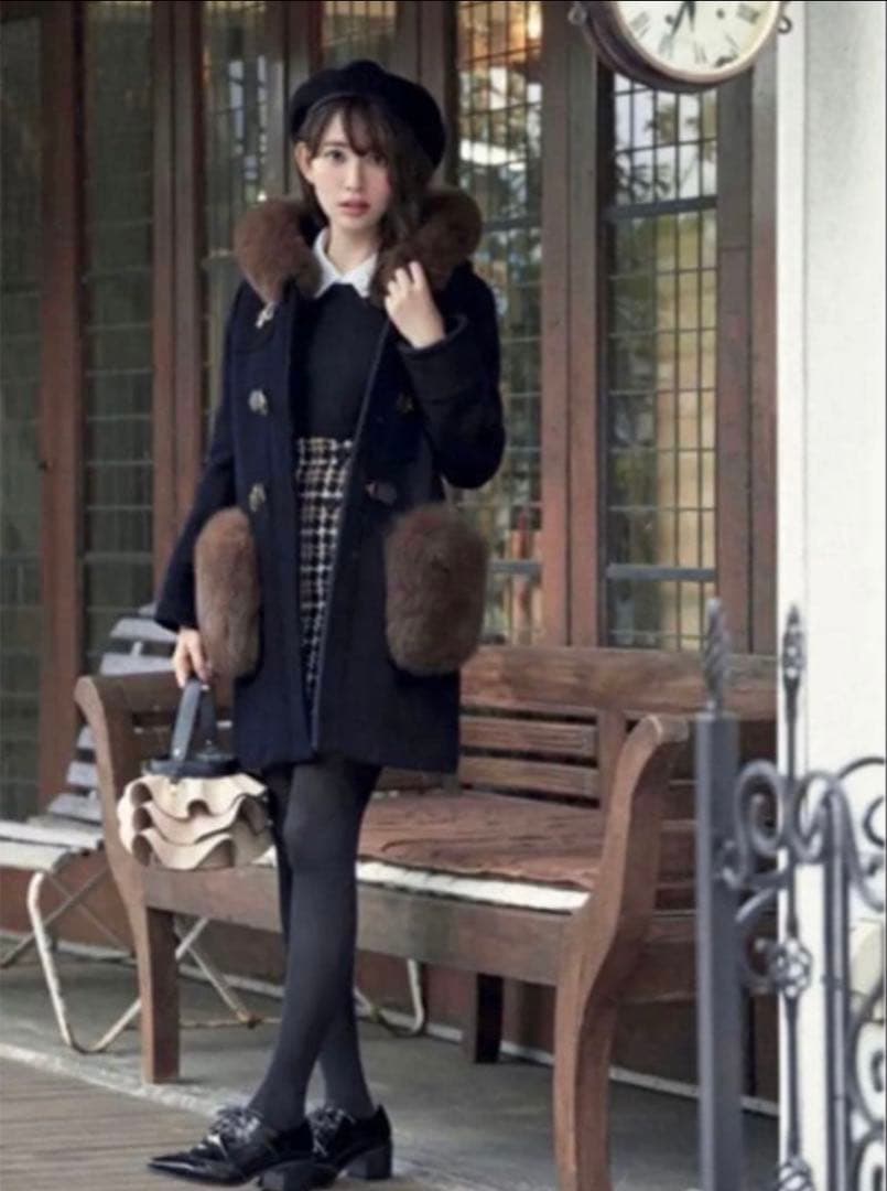 【新品タグ付】雑誌掲載品！リランドチュール ファー付きダッフルコート