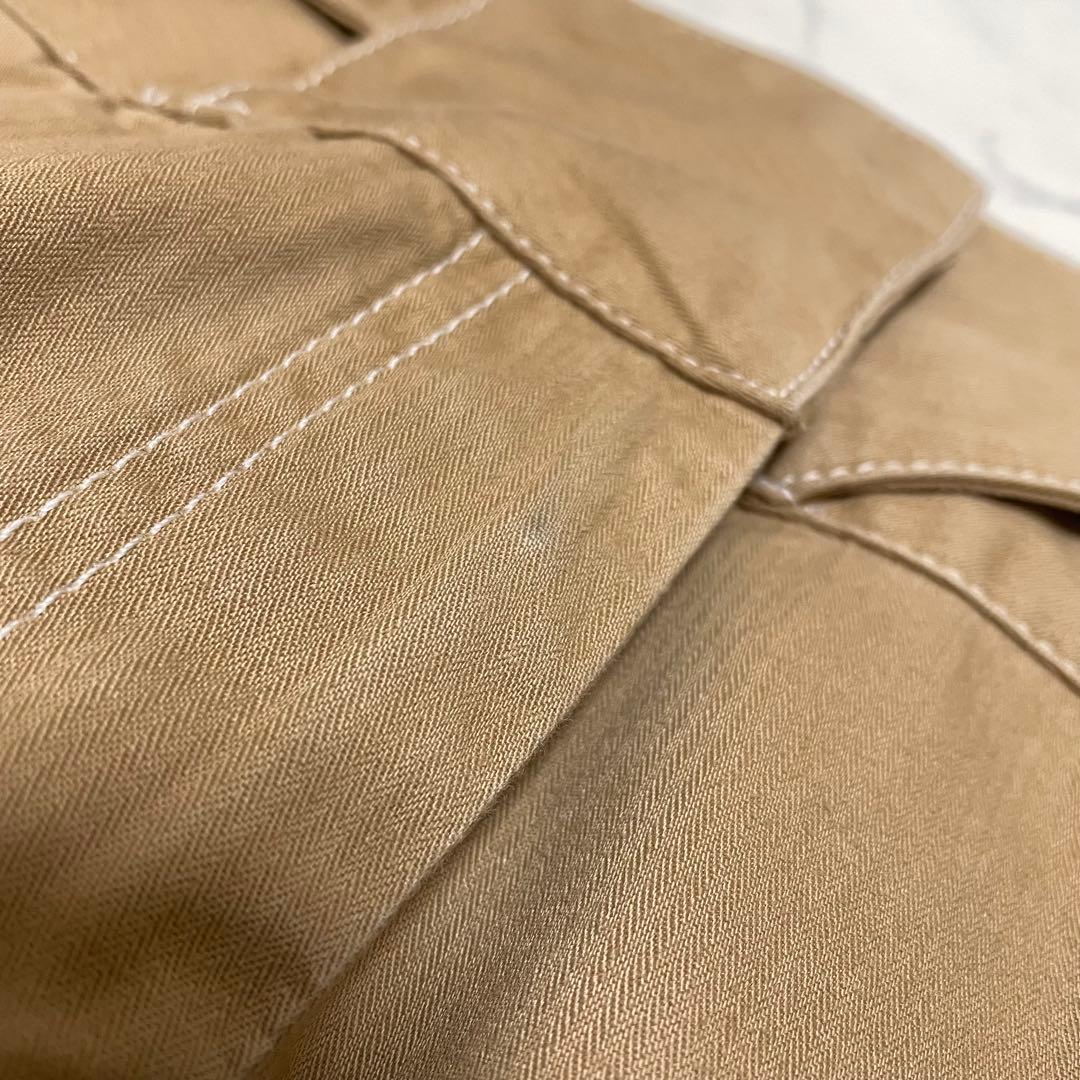 LOEWE ロエベ イタリア製 ベルト付 ハイウエスト ワイドチノ パンツ36