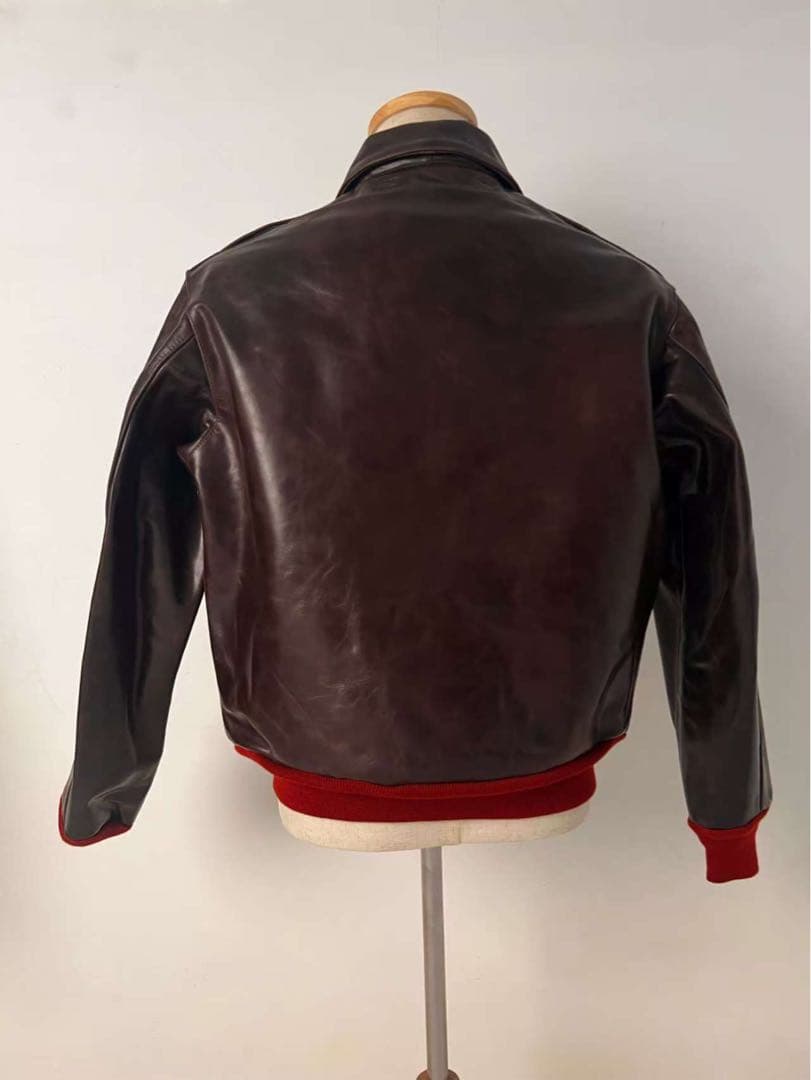 在庫処分　赤リブ　A−2 フライトジャケット　牛革 レザージャケット3XL（46