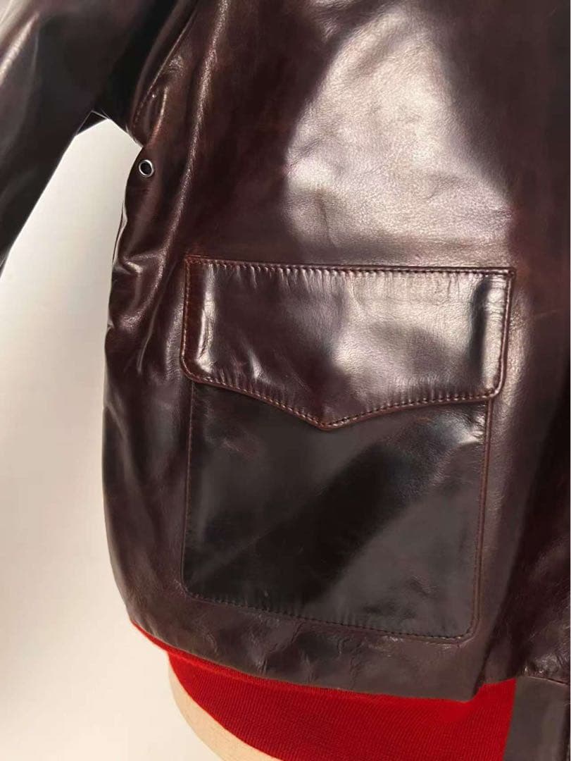 在庫処分　赤リブ　A−2 フライトジャケット　牛革 レザージャケット3XL（46