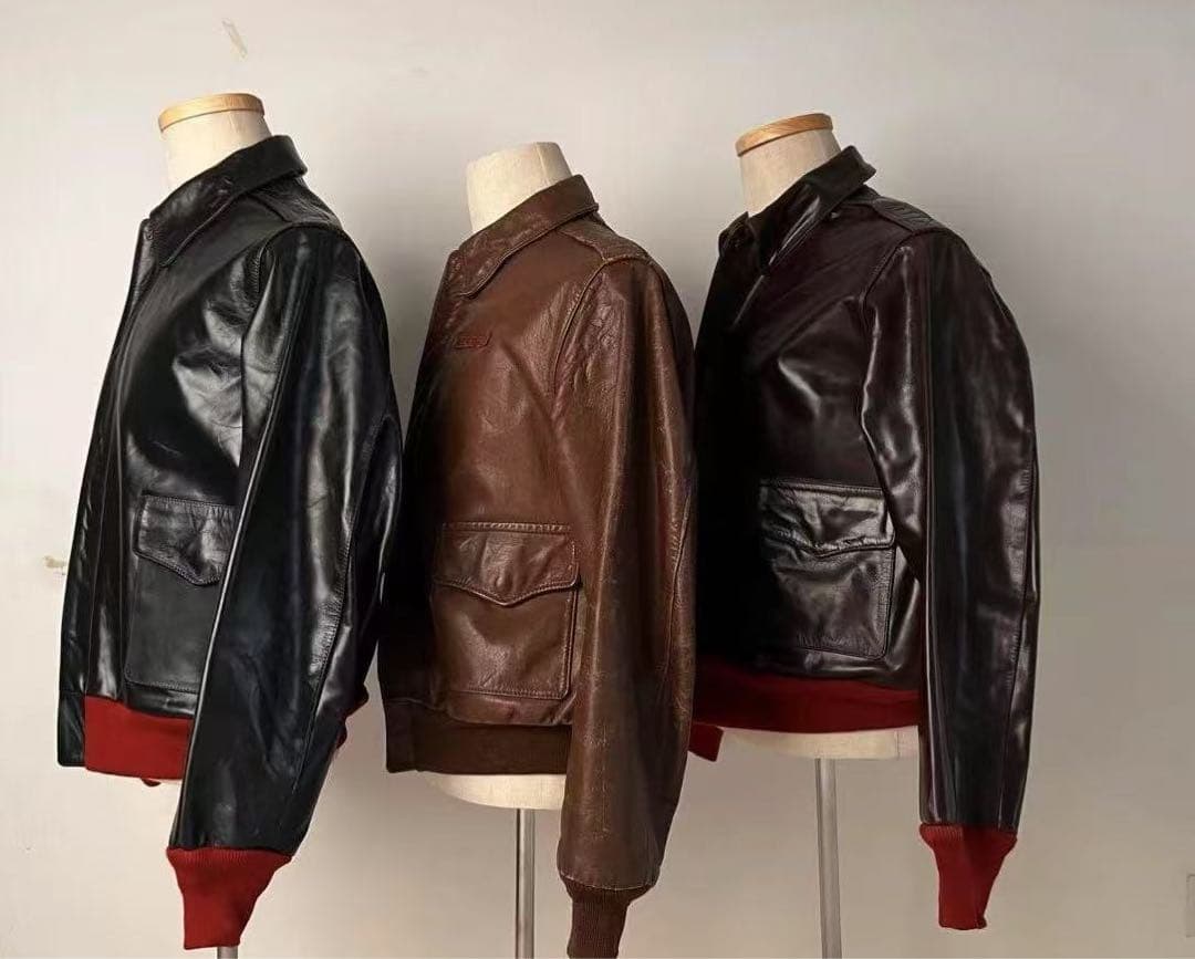 在庫処分　赤リブ　A−2 フライトジャケット　牛革 レザージャケット3XL（46