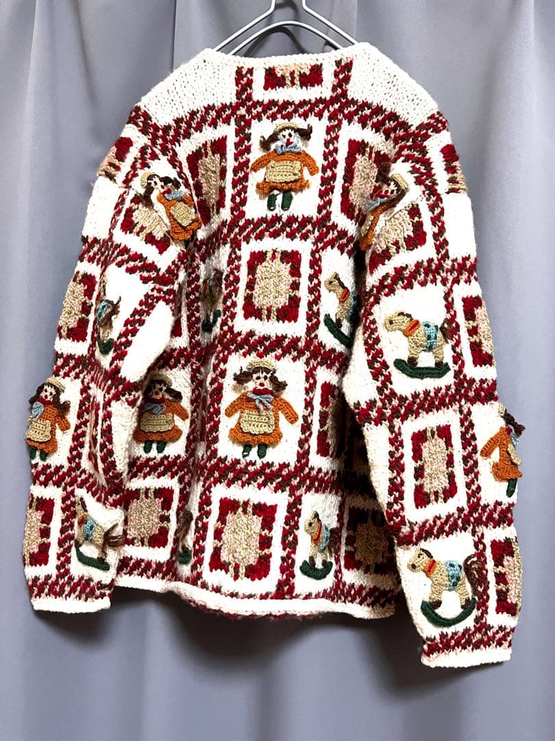 NOUGAT SUGAR 立体総刺繍ウールニット ハンドニット レトロ ゆったり