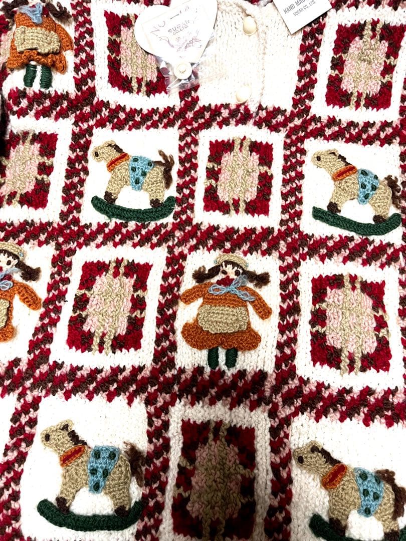 NOUGAT SUGAR 立体総刺繍ウールニット ハンドニット レトロ ゆったり