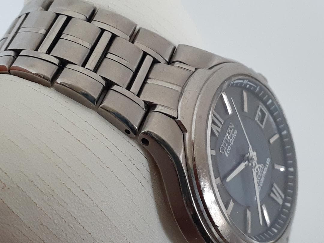 【高級・チタンモデル】CITIZEN エクシード エコ・ドライブ電波時計 稼働品