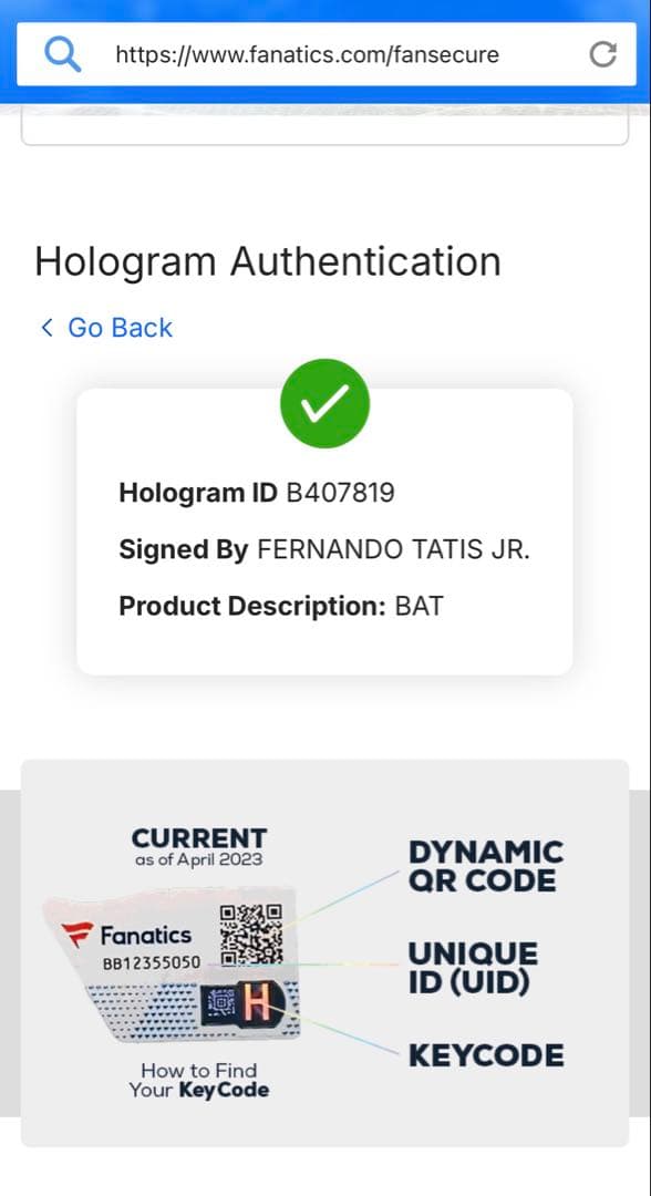 フェルナンド　タティスjr 直筆サイン入りゲームモデルバット　Fanatics