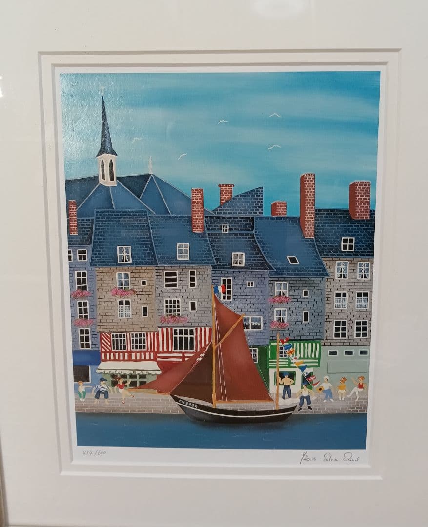 【限定434/600・美品】ヨランダ・ドュヴァル『港町の風景』リトグラフ