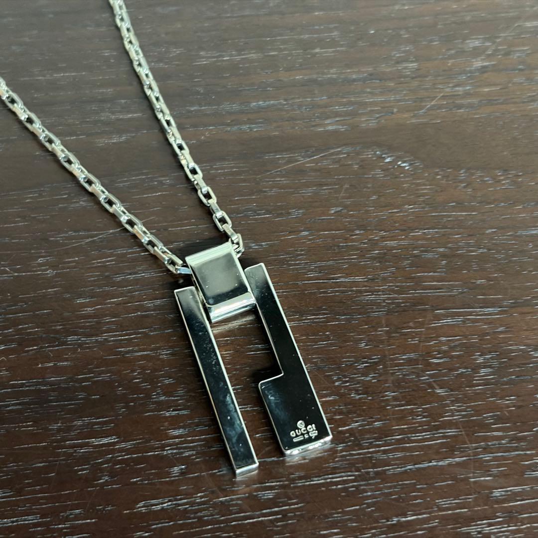 GUCCI グッチ　カットアウト Gロゴ　シルバーネックレス　925