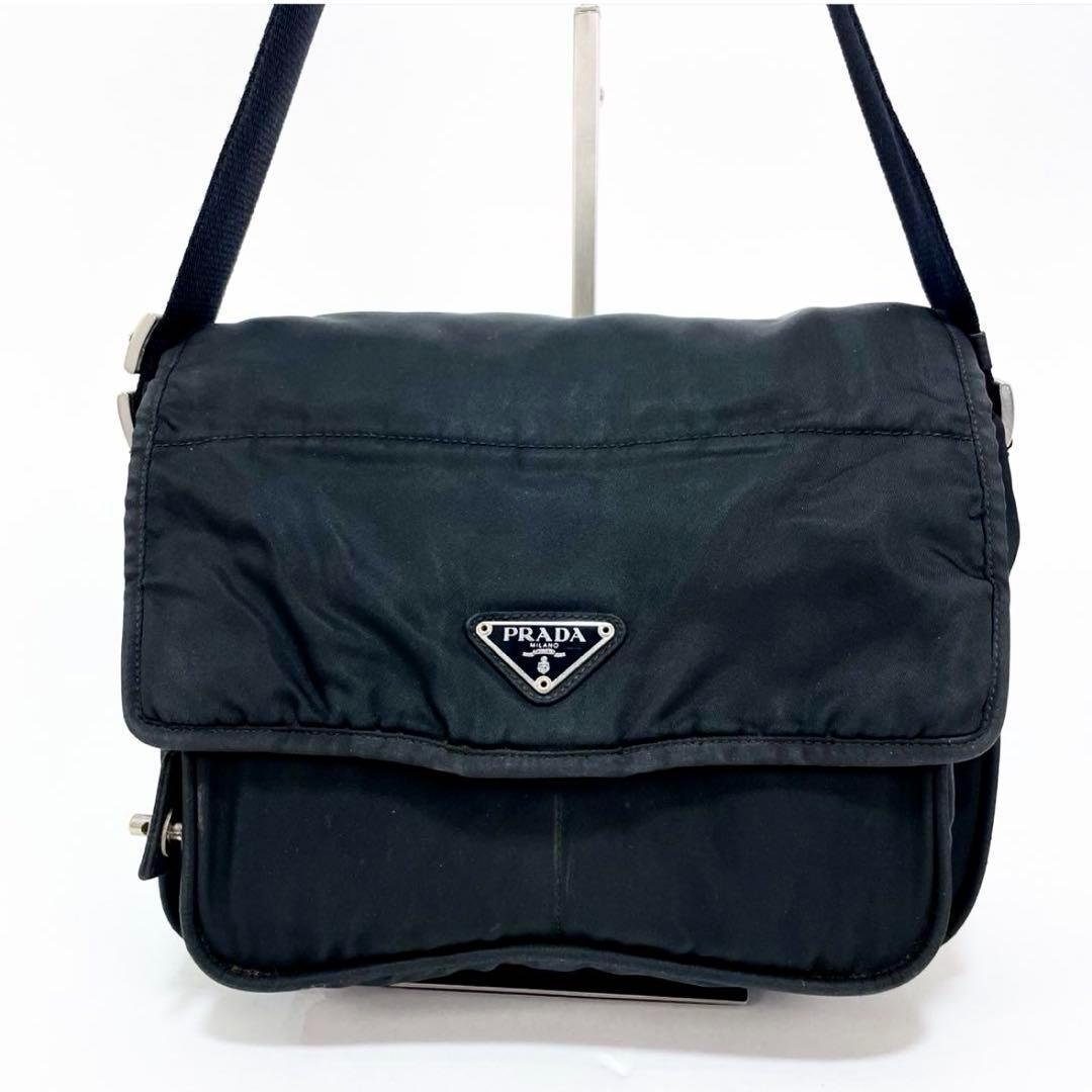【正規品】プラダ PRADA 三角ロゴ ショルダーバッグ ナイロン 黒 男女兼用