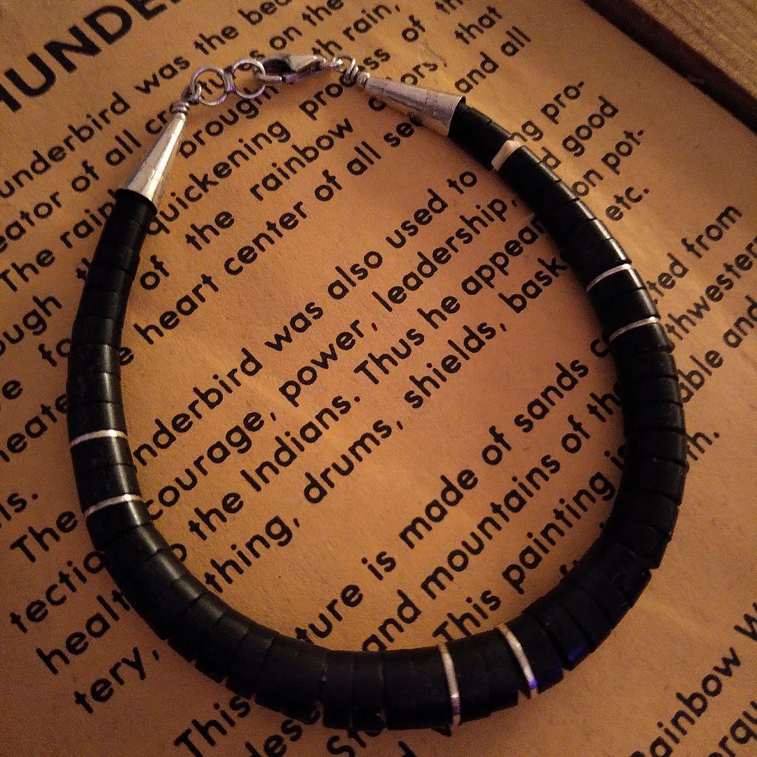  LOVATO ヒシブレスレット ブラックジェット/シルバーチップ