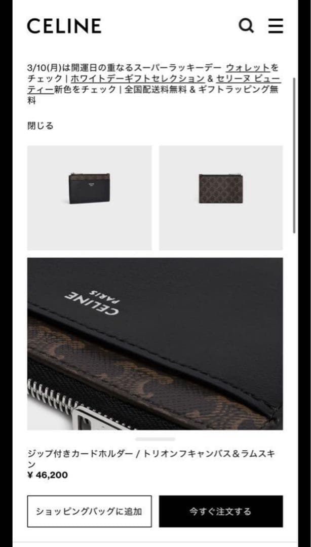 CELINE レザーケース ブラック/ダークグリーン