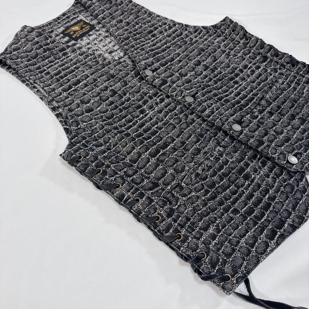 美品 児島ジーンズ クロコダイル柄 ベスト Lサイズ