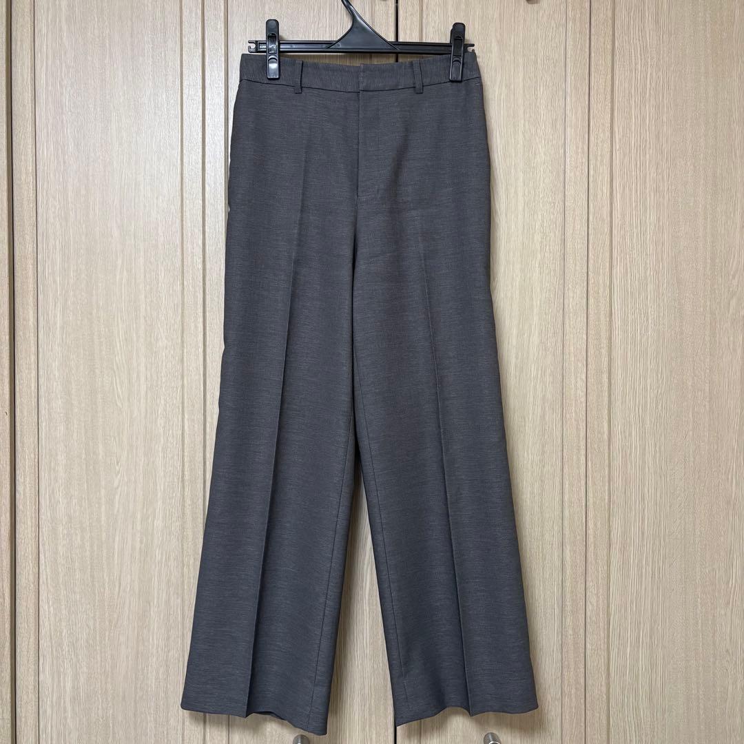 アオキ⭐️麻調 ノーカラー 七分袖 セットアップ パンツ スーツLES MUSE