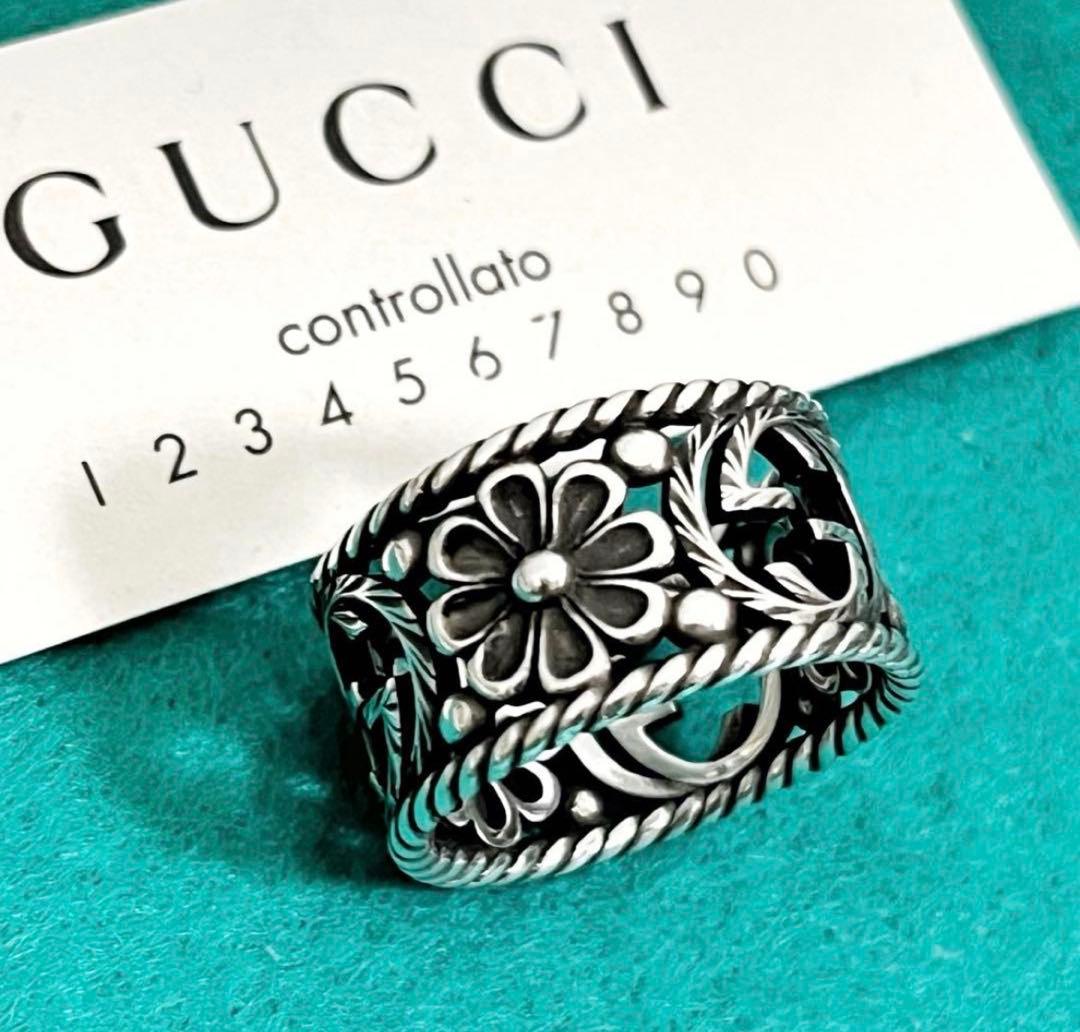美品　GUCCI 指輪　GG＆フラワーリング　15号