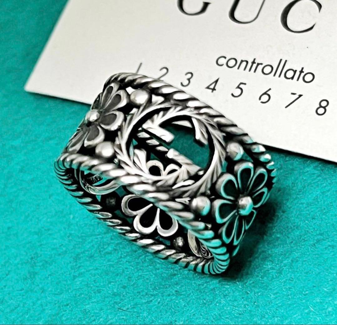 美品　GUCCI 指輪　GG＆フラワーリング　15号