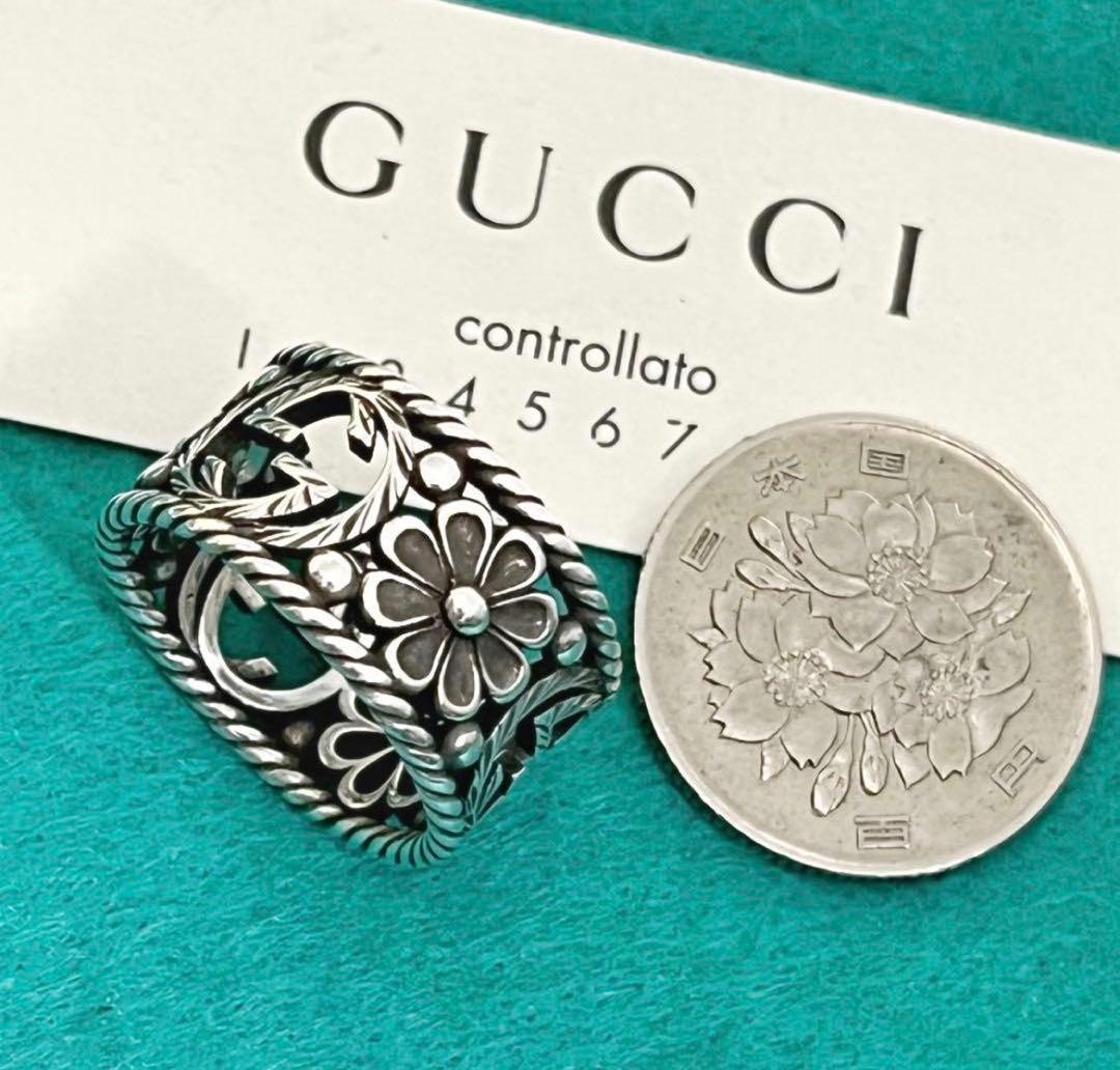美品　GUCCI 指輪　GG＆フラワーリング　15号