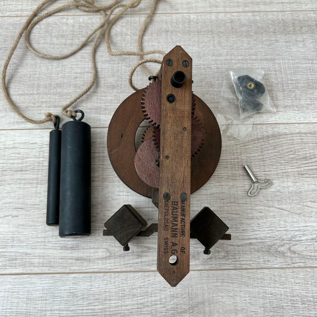 木製 アンティーク 振り子 置時計 Bauman swiss スイス製　時計