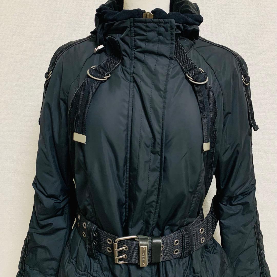 マリテフランソワジルボー ベルト付ロングダウンジャケット M Y2K フード収納