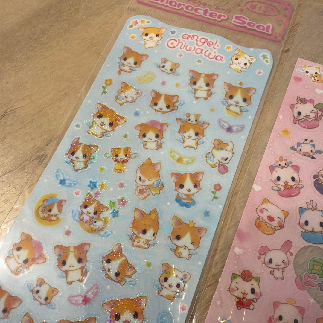 風水にゃんこ　エンジェルちわわ　シール 平成レトロ　当時品