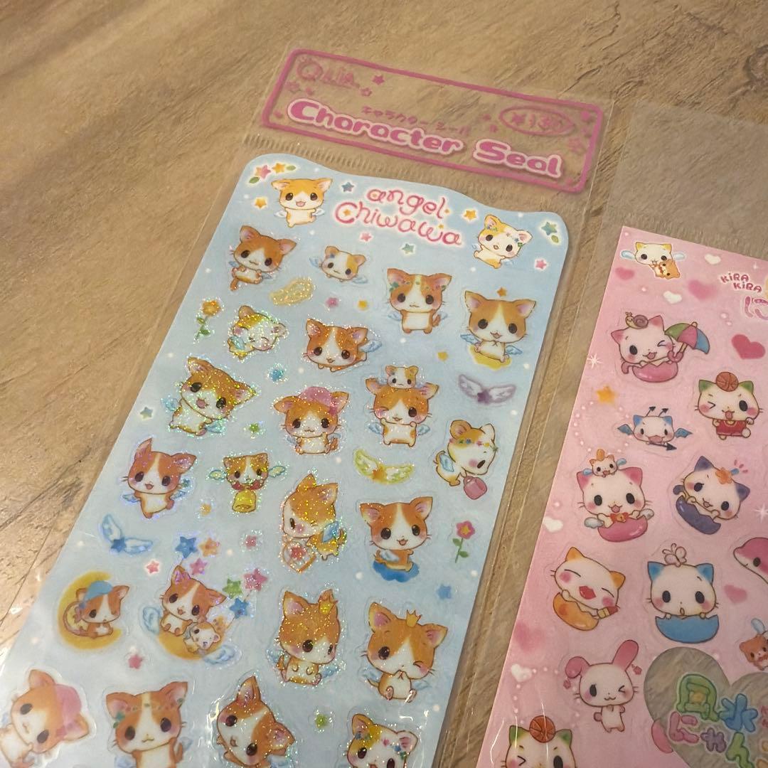 風水にゃんこ　エンジェルちわわ　シール 平成レトロ　当時品