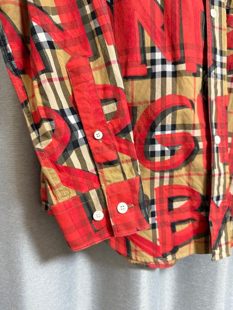 極美品 BURBERRY 総柄グラフィック プリント ノバチェック 長袖シャツ
