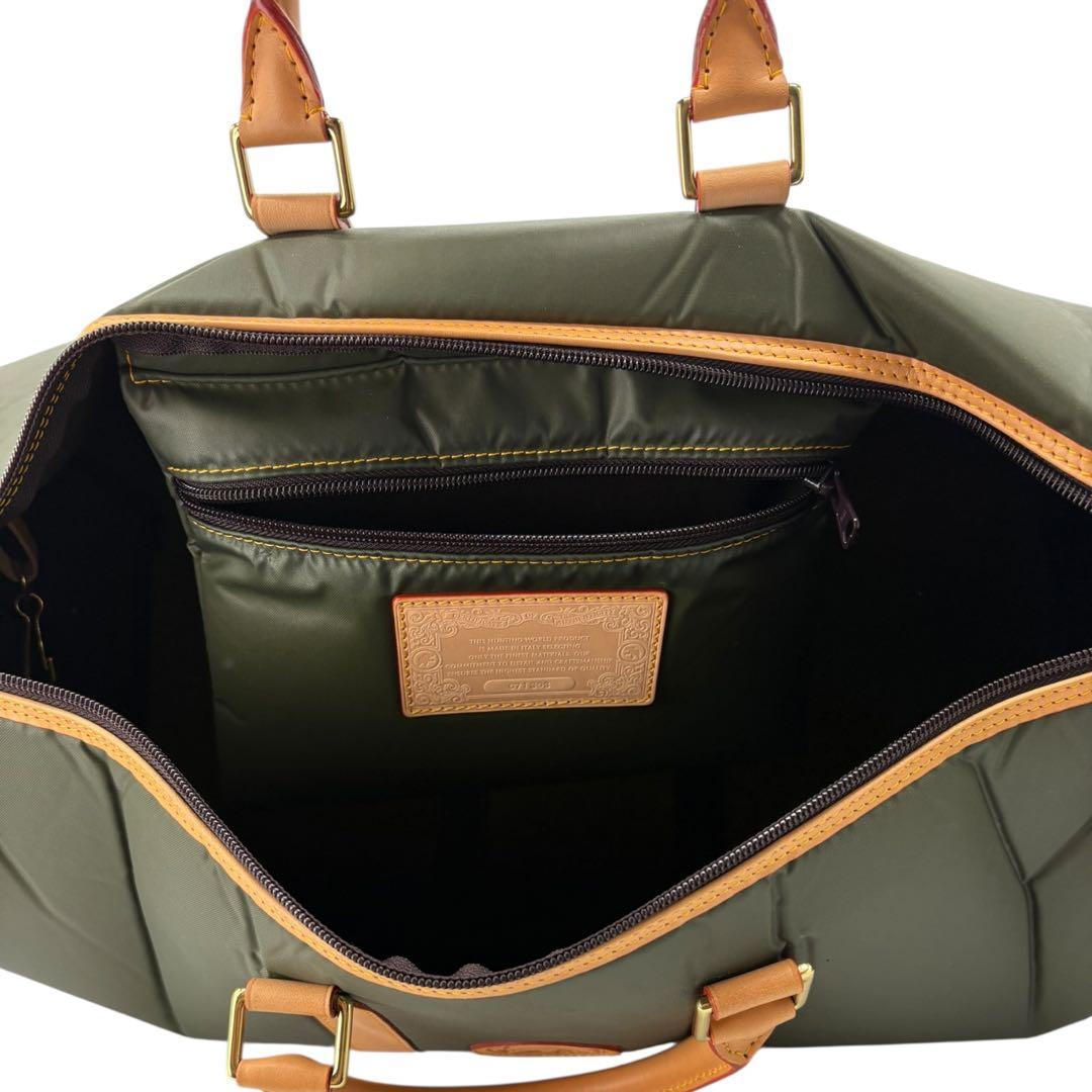 (未使用)ハンティングワールド ボストンバッグ バチュークロス 緑保存袋