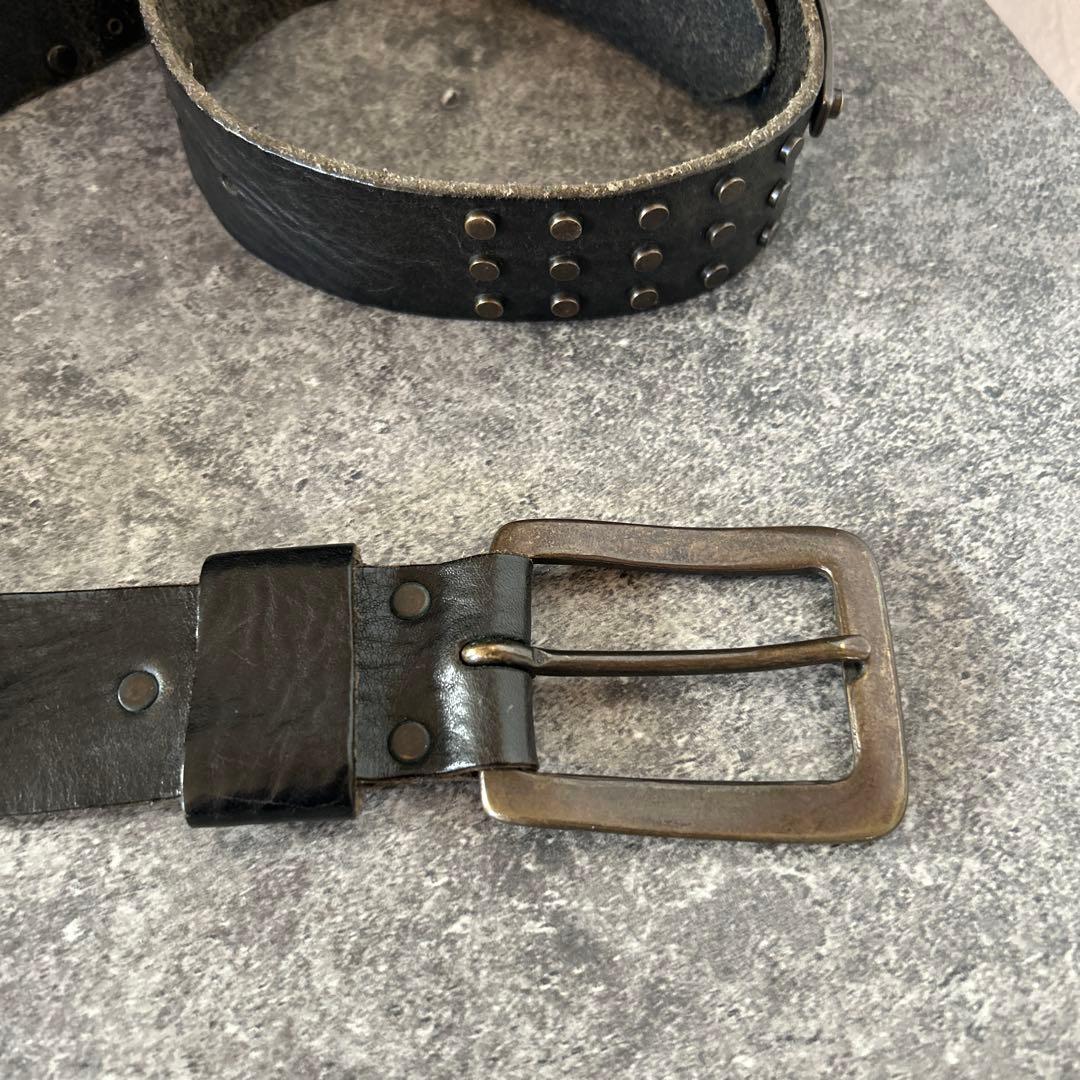 小物 00s y2k DIESEL logo plate leather belt