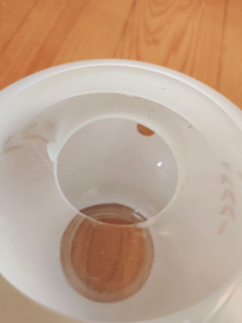 【武】明治～大正時代 赤色ガラス オイルランプ　切子　乳白