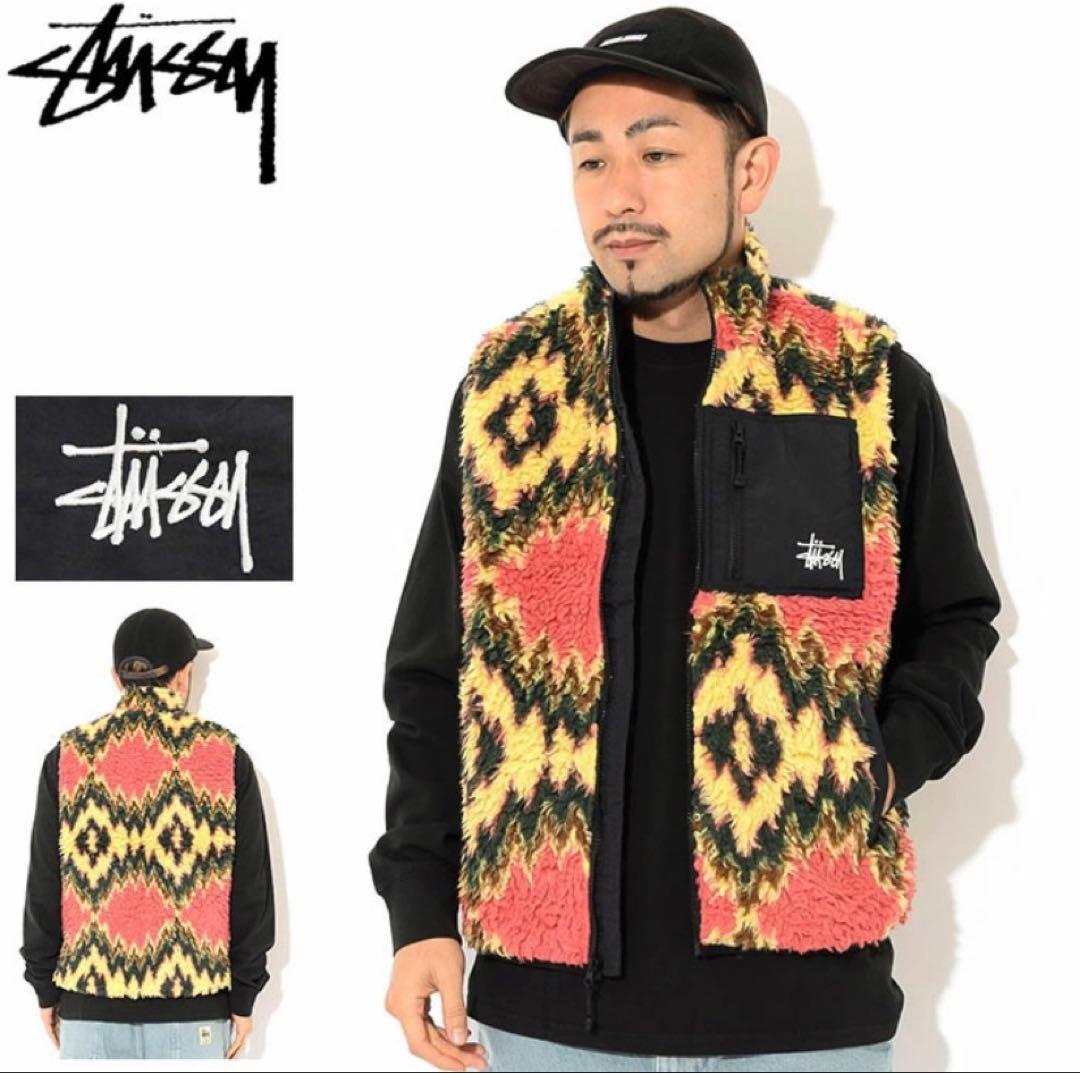 Stussy ジオメトリック柄 フリースベスト