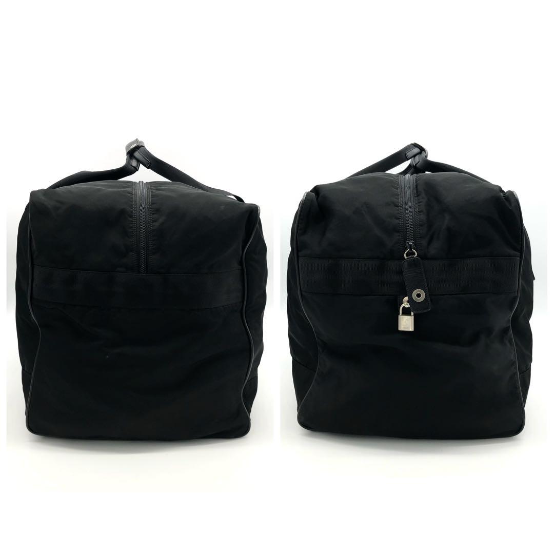 【極美品✨】プラダ ボストンバッグ テスートナイロン レザー 南京錠 鍵付き 黒