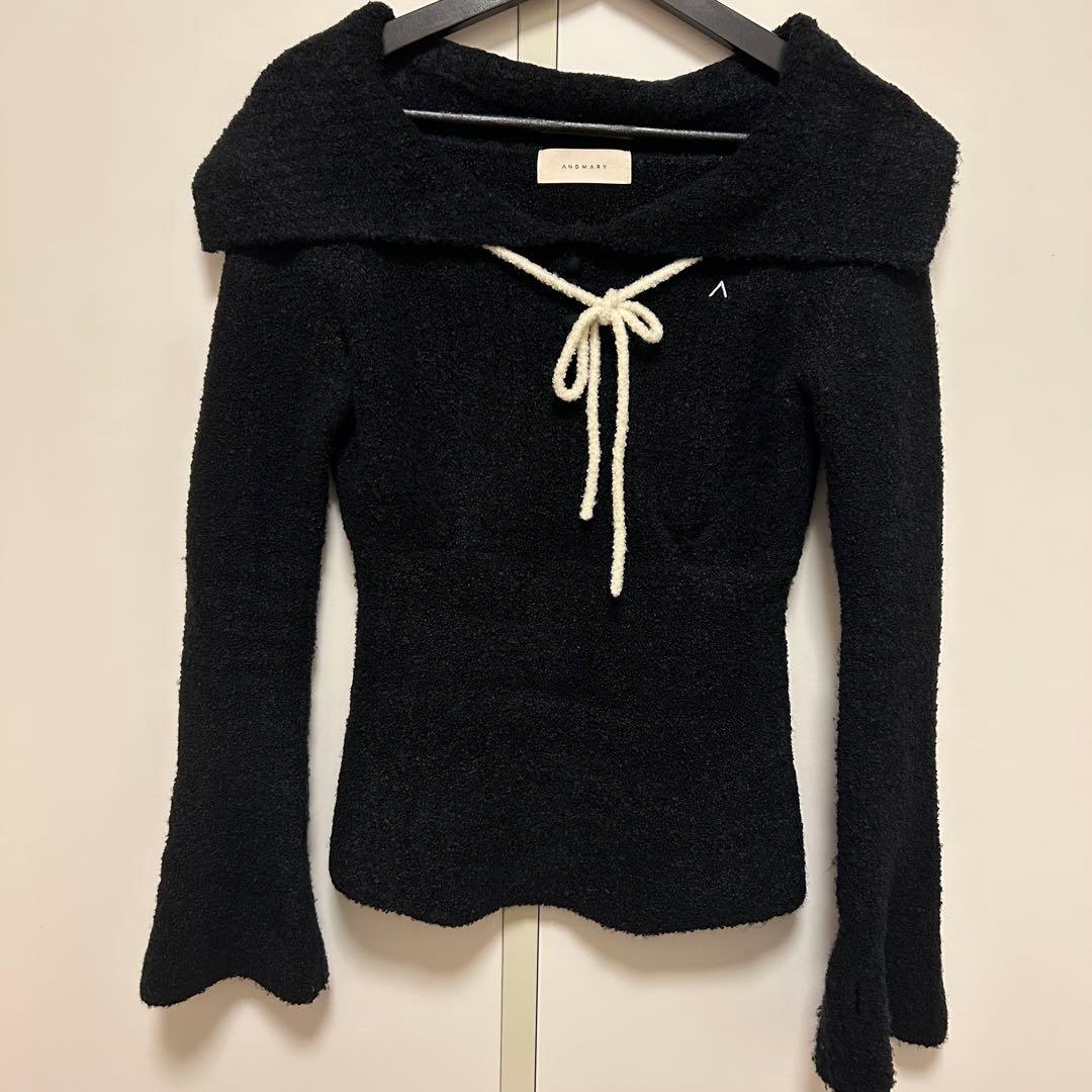 トップス andmary Flora knit tops BLK