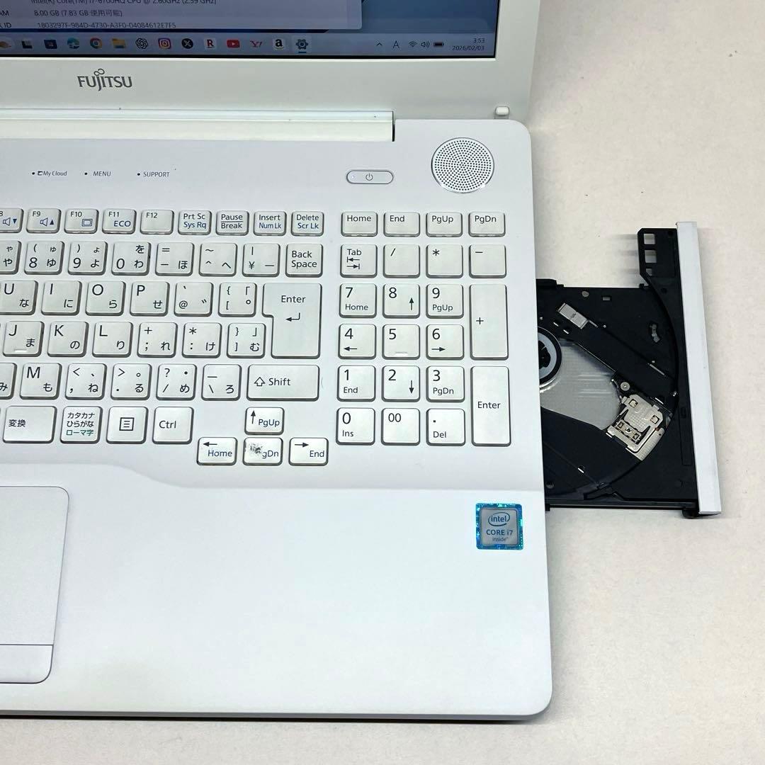 ノートパソコンCore i7-6700HQ office SSD AH53/X