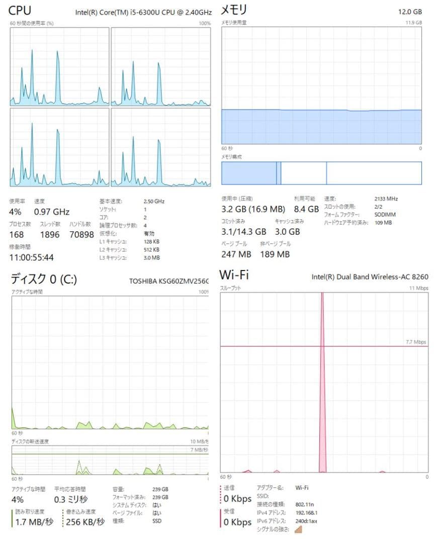 Latitude E5270 SSD 256GB Win11 バッテリー交換済