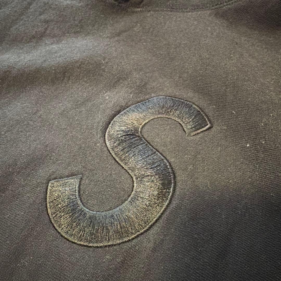 supreme Sロゴ パーカー フーディー M 黒