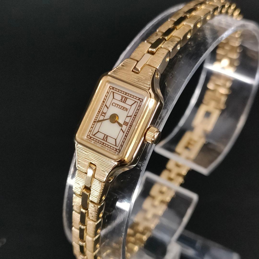 美品　CITIZEN　シチズン　HIROB　ゴールド　スクエア　ソーラー　腕時計