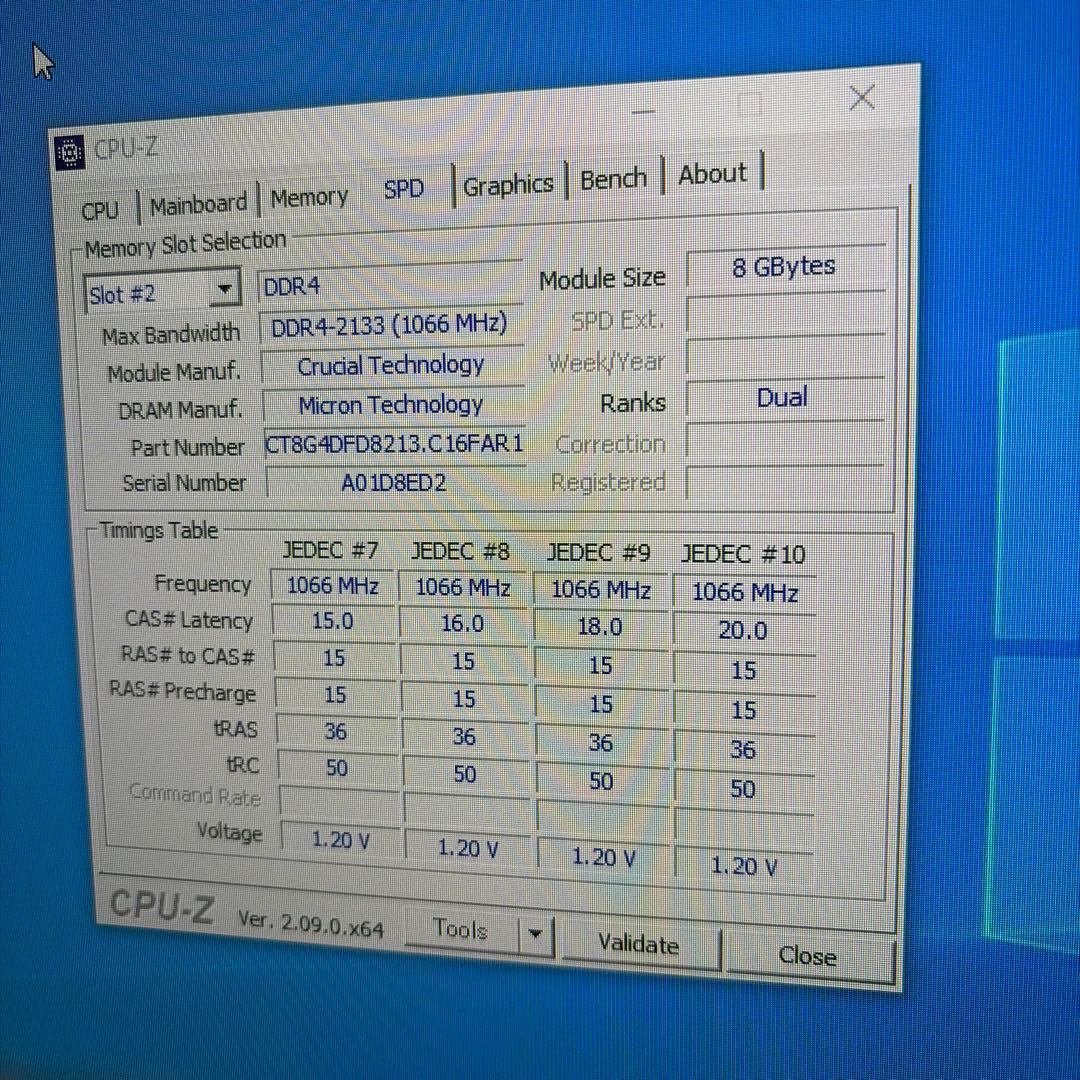 e*7様 crucial ddr4メモリ 8GB ２枚(合計16GB)