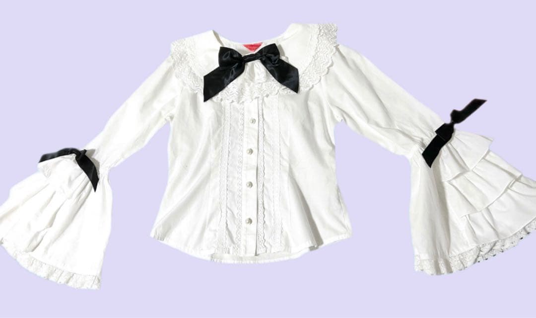 BABY Dear Roseフリル衿ブラウス(オフ白×黒)