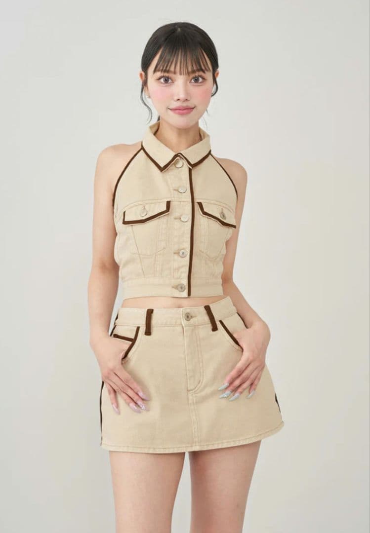 Darich ダーリッチ スウェードパイピングデニムトップス