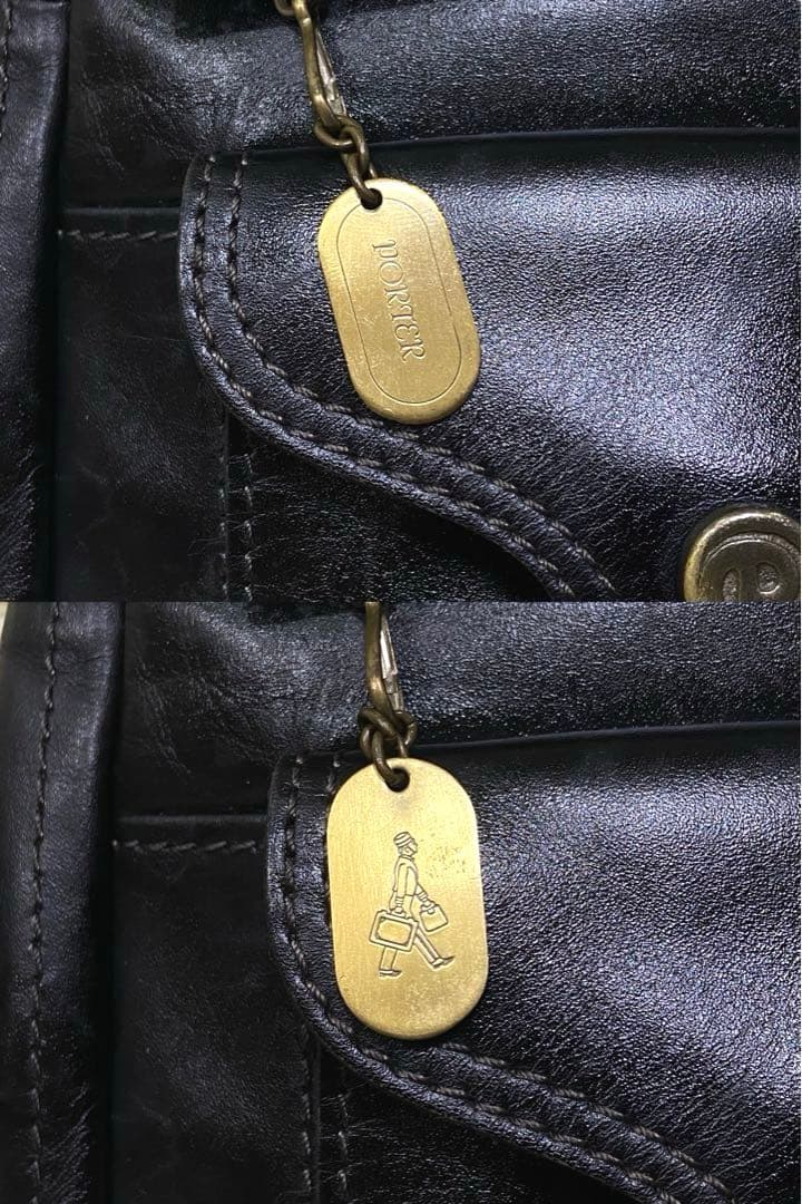 ポーター トスカーナ ショルダーバッグ 廃盤 レザー 本革 黒 吉田カバン 男女