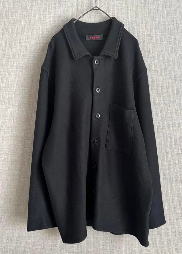 CABaN コットンカシミヤ ミラノリブニットジャケット シャツカーディガン 黒