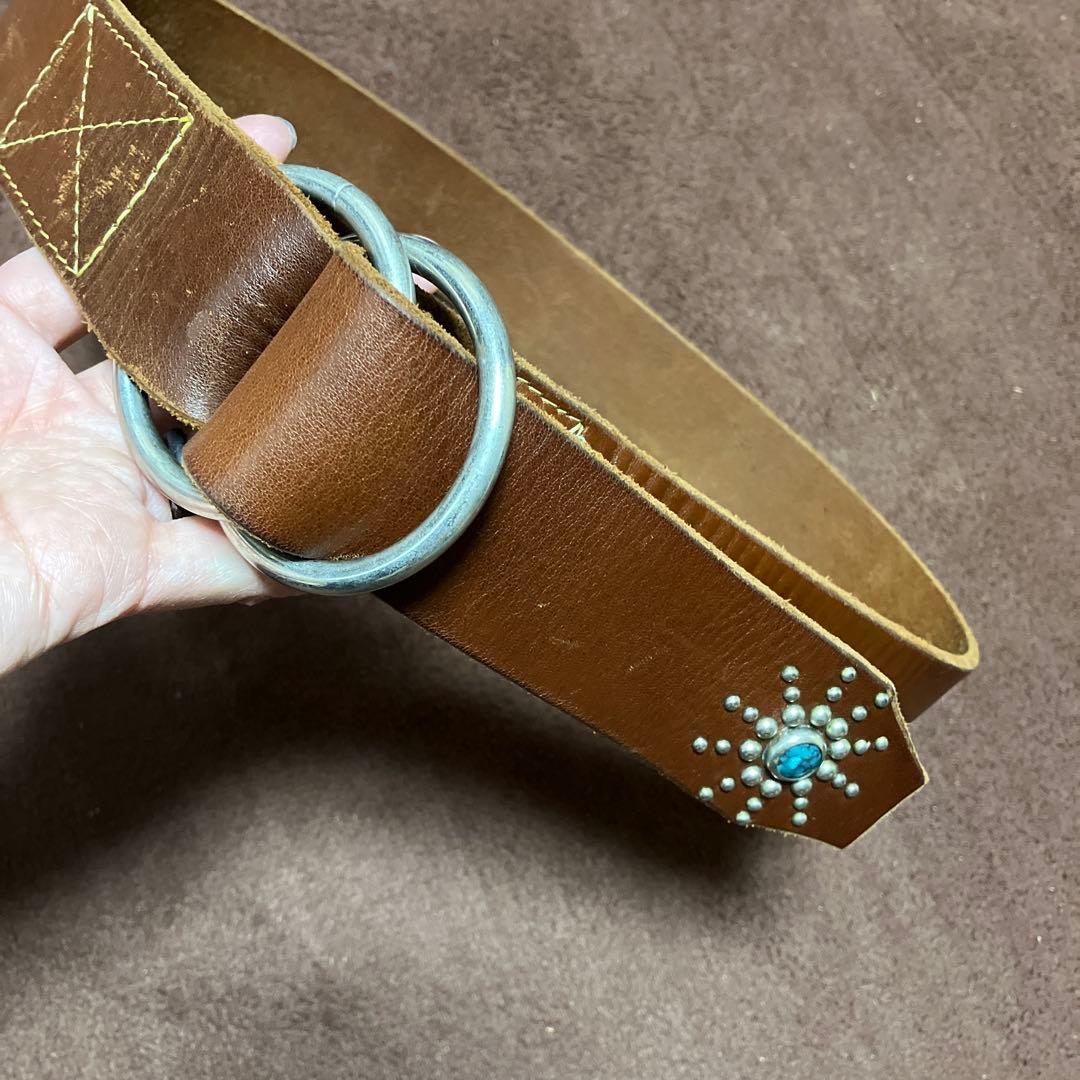 R★HTC ベルト　34 スタッズ　ターコイズ　ブラウン