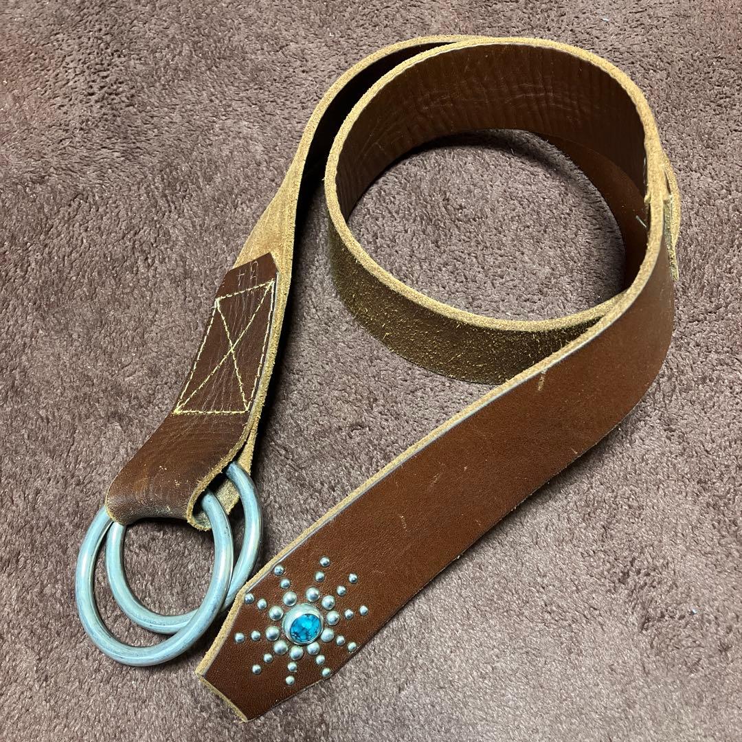 R★HTC ベルト　34 スタッズ　ターコイズ　ブラウン