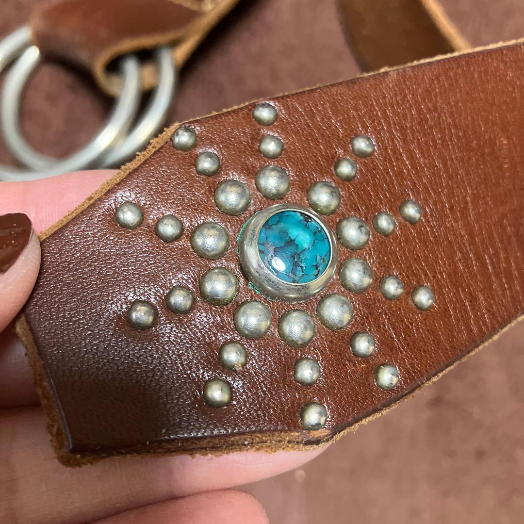 R★HTC ベルト　34 スタッズ　ターコイズ　ブラウン