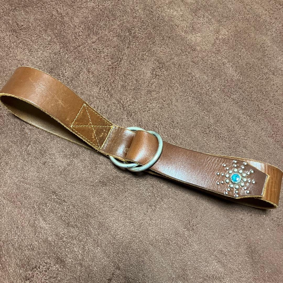 R★HTC ベルト　34 スタッズ　ターコイズ　ブラウン